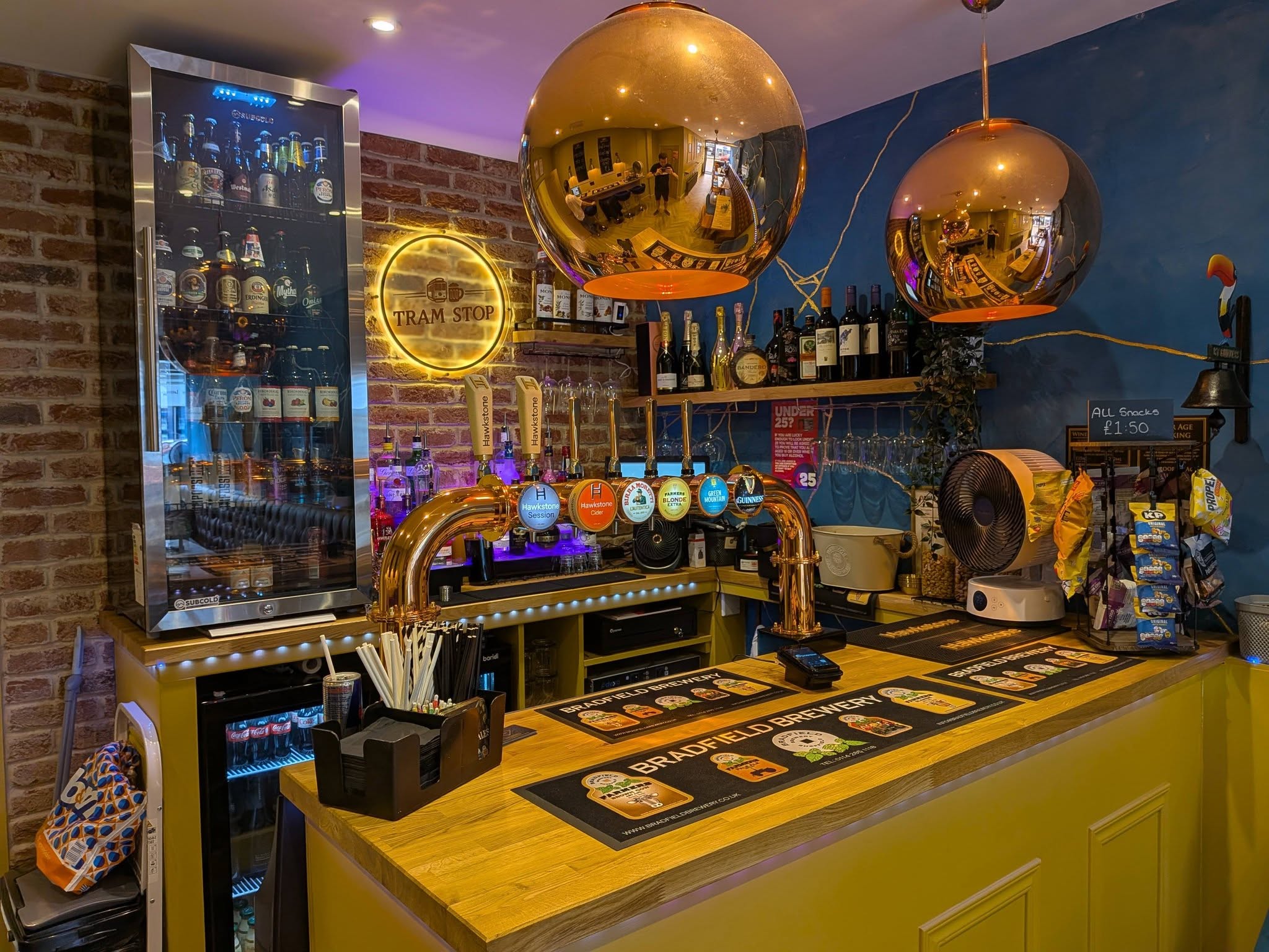 Craft keg taps and bottles at Tram Stop